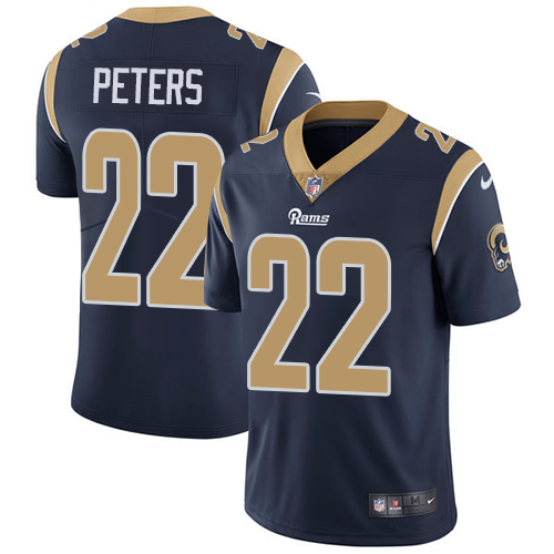 Nike Rams #22 Marcus Peters Navy Blue Team Color Men's Stitched NFL Vapor Untouchable Limited Jersey - Click Image to Close